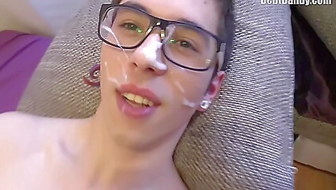 Sexy blonde gets a dildo fuck with jism